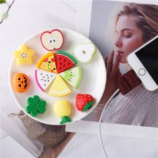 🌈Ready Stock🎁 Cute Fruit USB Cable Bite Protector Soft Silicone USB Cable Protective Cover Fixer Storage Bag Charging Cable Protector