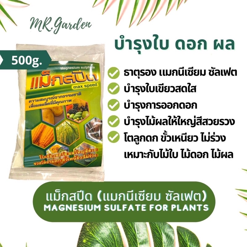500g. Maxspeed แม็กสปีด แมกนีเซียม ซัลเฟต บำรุงไม้ใบ ไม้ผล ไม้ดอก Magnesium Sulfate for plants