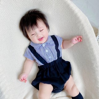 ชุดเด็ก Babyworld ชุดเอี๊ยมลายสกอต ผ้านิ่ม พร้อมส่ง