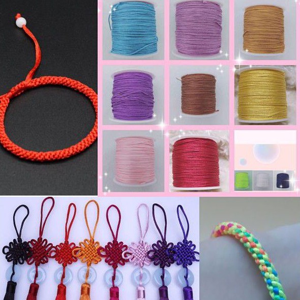 เชือกถักB 0.8mmถักเชือกถักสร้อยคอข้อมือ เชือกไหมจีน ขายเป็นม้วน 45 เมตร85 บาท ใช้สำหรับนำไปถักเป็นสร้อยรูปแบบต่างๆDIY