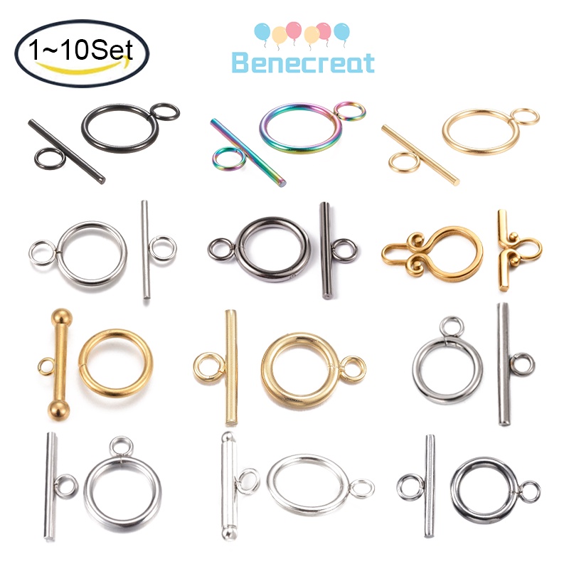 ตะขอแหวน สเตนเลส 304 ชุบทอง หลากสี ชุบเงิน 10 ชุด เป็น 10 ชุด