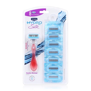 Schick HYDRO Silk Club Pack มีดโกนผู้หญิง 1 ด้าม + ตลับ 8 ชิ้น