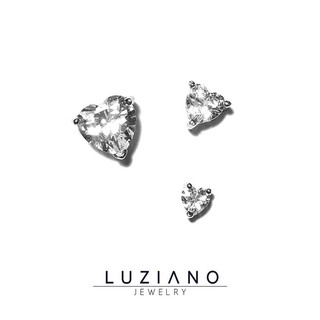 💙 ต่างหูเงินแท้ รุ่น Hearts - Luziano Jewelry ต่างหู หัวใจ เงินแท้ 925 ทองคำขาว