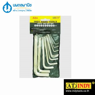 AT INDY กุญแจหกเหลี่ยม ชุด 10 ตัว ขนาด 1.5, 2, 2.5, 3, 3.5, 4, 5, 6, 8, 10 มม. รุ่น A84 | ประแจหกเหลี่ยม นพดลพานิช