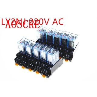 รีเลย์พาวเวอร์คอยล์ 220V 10A DPDT LY2NJ พร้อมฐานซ็อกเก็ต 10 ชิ้น