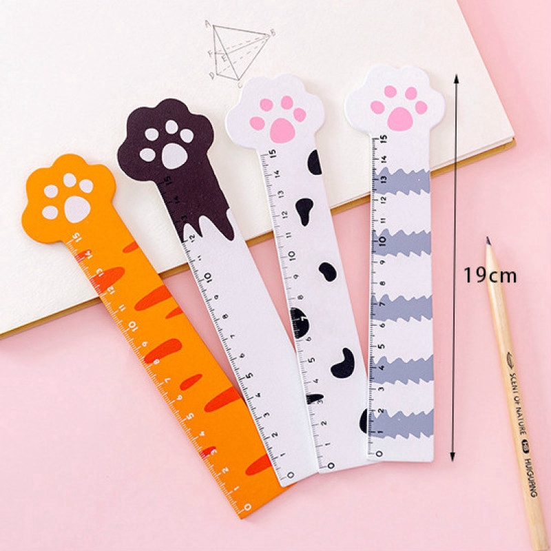 ins girl heart cat claw wooden ruler 15cm scale cartoon creative ...