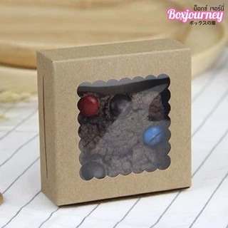 Boxjourney กล่องบราวนี่ 1 ชิ้น มีหน้าต่าง สีคราฟท์ (20 ใบ/แพค) กล่องใส่ขนม กล่องขนมบราวนี่