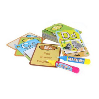 การ์ดคำศัพท์ A-Z ระบายสี มหัศรรย์ water magic word card เติมน้ำเล่นซ้ำได้ไม่เลอะ FlashCards shopee