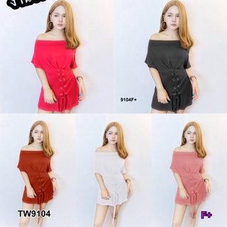 👗Pfashion [ส่งไว!!🚛] P9104 เดรสปาดไหล่เจาะตาไก่ Off the shoulder dress with eyelets