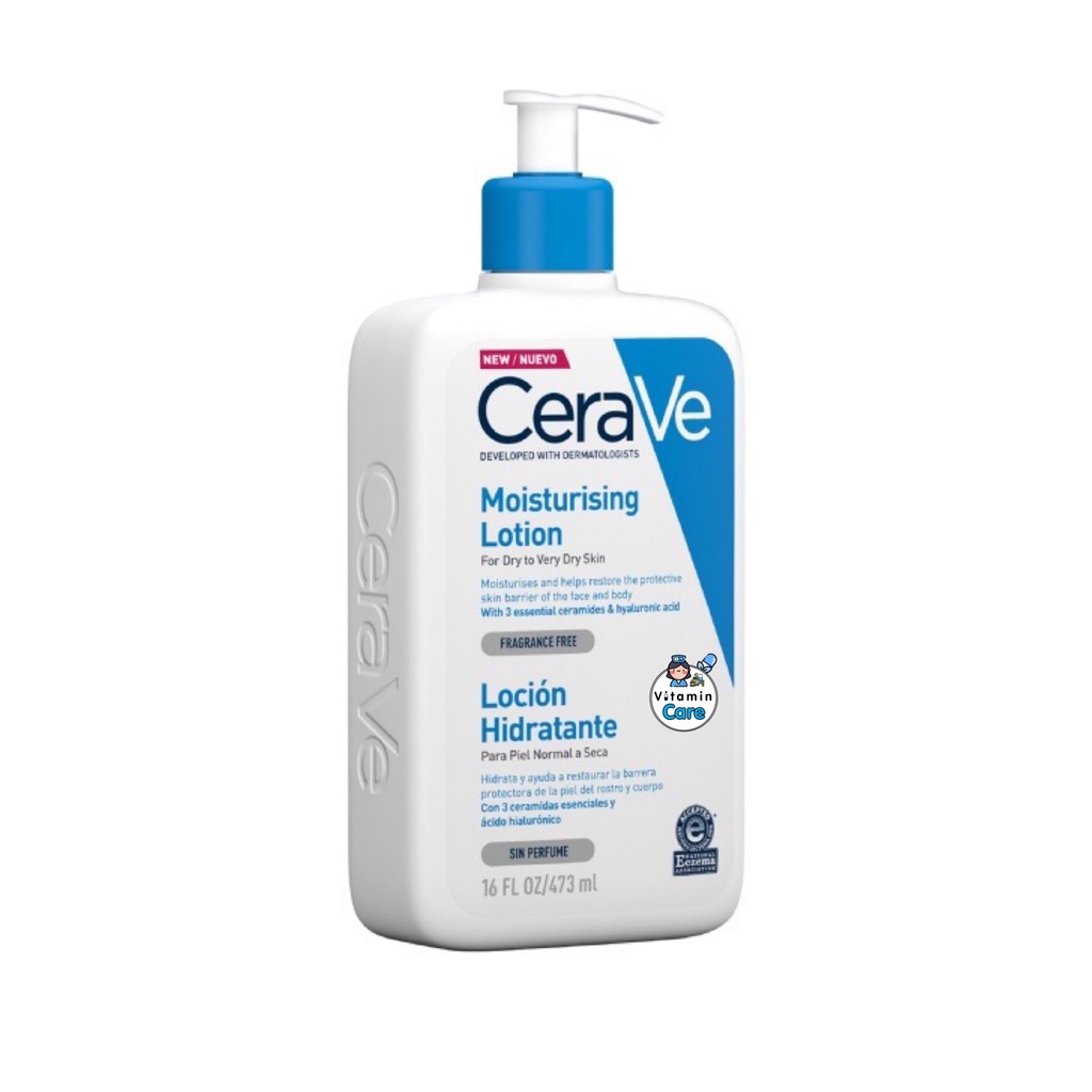 ผลิต 1/2024 (473 มล) บำรุงผิวหน้าและกายผิวแห้งถึงแห้งมาก Cerave Moissturising Lotion เซราวี มอยซ์เจอร์ไรซิ่ง โลชั่น