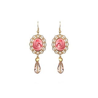 TANITTgems Vintage Austrian Crystals Pink Rose Earrings