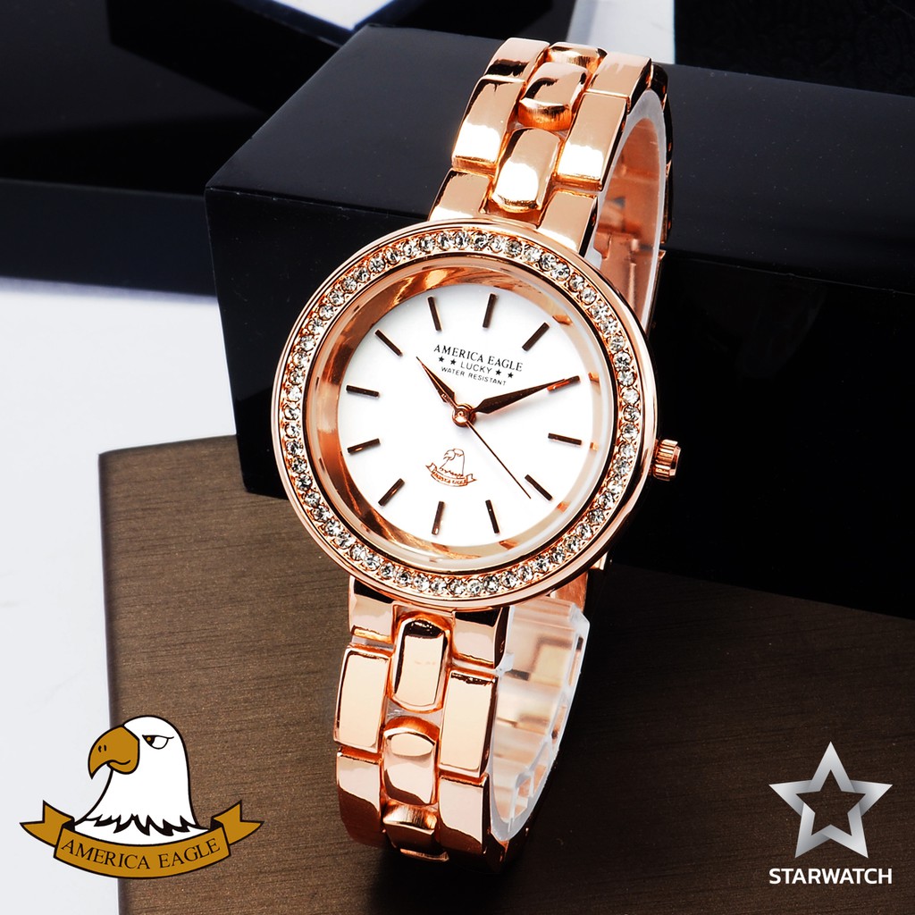 GRAND EAGLE นาฬิกาข้อมือผู้หญิง สายสแตนเลส รุ่น AE105L – PINKGOLD/WHITE
