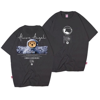 tshirtเสื้อยืดคอกลมฤดูร้อนเสื้อยืด ลาย BLACK TEE TSHIRT DISTRO ALIVE ANGEL ASTRO BEAR SERIES Dantan Sarung ASTRONOT GALA