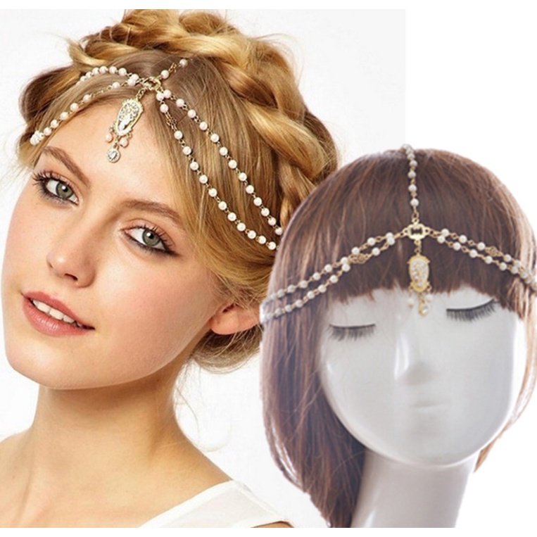 Womens Metal Rhinestone Headband Head Piece สายคาดศีรษะ