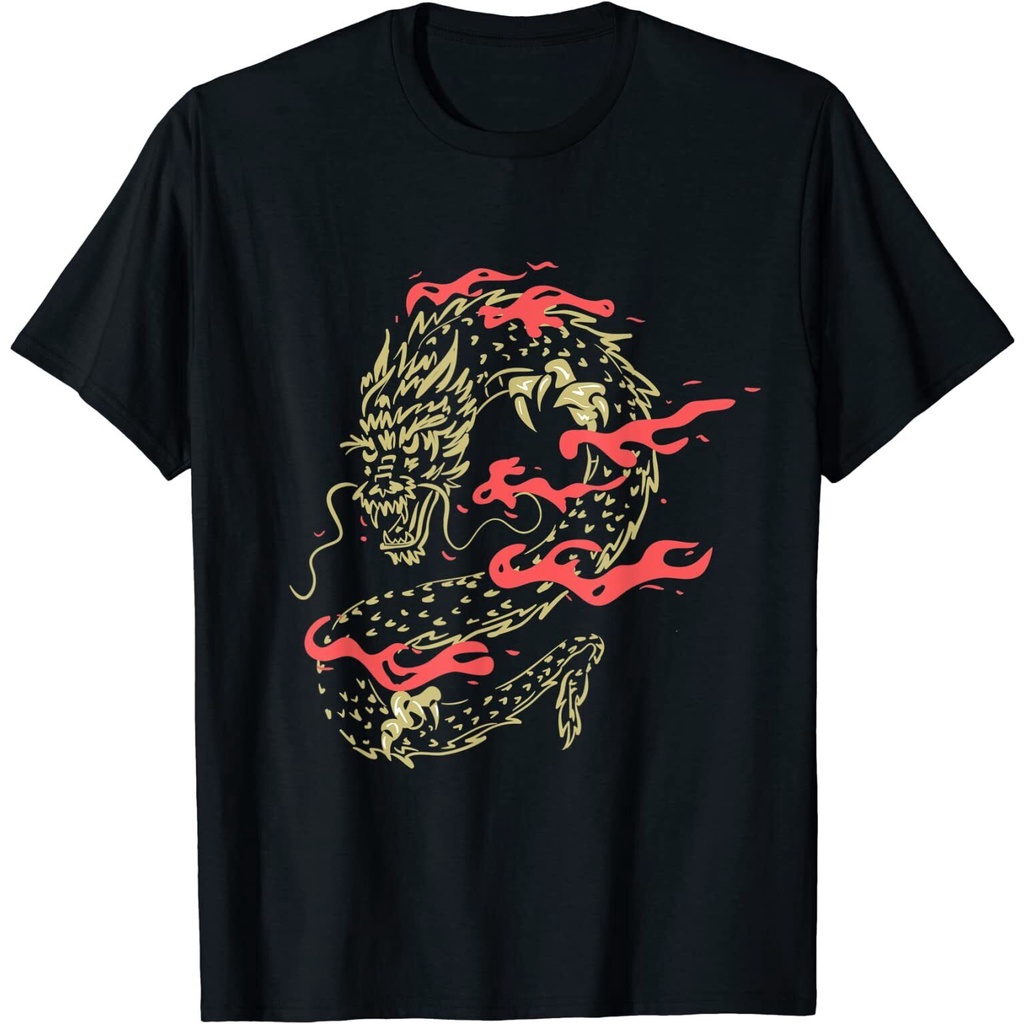 Top Gold Dragon Japanese Ryu Korea Fantasy Anime T-Shirt Xs-3Xl