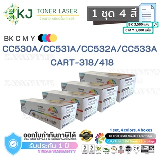 CC530A/CC531A/CC532A/CC533A/CART-318/418 (3.5K) Color box BK,C,M,Y 1 ชุด 4 สี