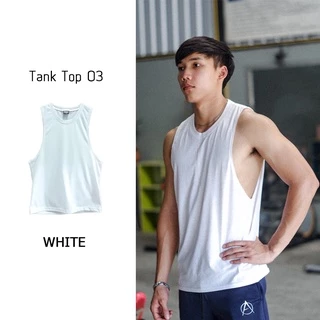 OLIVER MUSCLE เสื้อกล้ามแขนเว้า สีขาว ใส่ออกกำลังกาย ผ้านุ่มระบายอากาศดี