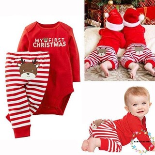 BGT-Xmas ทารกแรกเกิดเด็กทารกเด็กชายหญิง Romper Jumpsuit บอดี้สูท + ชุดเสื้อผ้าชุด Outfits