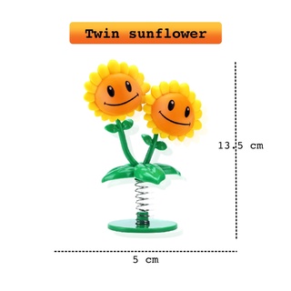 Twin sunflower ดอกทานตะวันสปริงโยกได้ plants vs Zombies ของเล่นโมเดลสะสม ฟิกเกอร์ ของเล่นจากเกมดัง ตุ๊กตาโมเดลซอมบี้