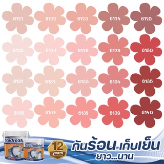 Captain สตูดิโอชิลด์ สีชมพู แดง สีทาภายใน + ภายนอก กึ่งเงา ขนาด 3 ลิตร สีทาบ้าน สีทาอาคาร สีเกรดสูง ทนทาน 12 ปี