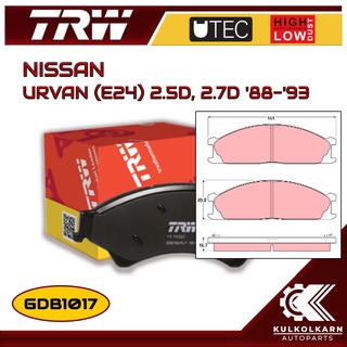 ผ้าเบรคหน้า TRW สำหรับ URVAN (E24) 2.5D, 2.7D 88-93 (GDB1017)