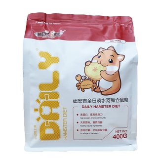 New Age Daily Diet อาหารหนูแฮมสเตอร์  สูตรธัญพืช +ซีฟู้ด (สีแดง) 400g.