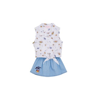 SANRIO เสื้อเบลาส์และกระโปรงเด็กหญิง Gudetama ชุดเครื่องแต่งกายเด็ก เสื้อผ้าเด็กเล็ก เด็กผู้หญิง เด็ก ของเล่น