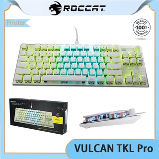 Roccat VULCAN TKL Pro คีย์บอร์ดเล่นเกม RGB มีไฟแบ็คไลท์ สีขาว และสีดํา (84 คีย์ RGB)