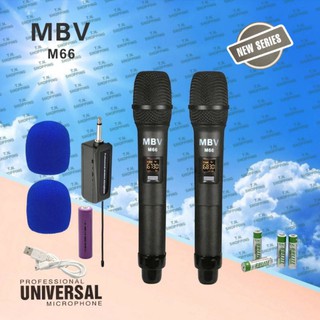 MBV ไมโครโฟน ไมค์ลอยคู่  แบบพกพา รุ่น M66   ชุดรับ-ส่งไมโครโฟนไร้สาย Wireless