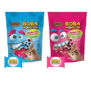 BOBA MONSTER ช็อกโกแลตชานมสอดไส้ไข่มุก ช็อกโกแลตสตอเบอรี่โยเกริ์ตสอดไส้ไข่มุก exp 03/2022