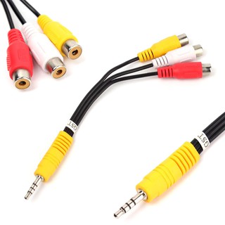 อะแดปเตอร์สายเคเบิ้ลออดิโอวีดีโอ 3.5 มม. Mini AV Male to 3RCA Female M/F