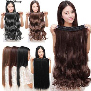 ☺♡ ผู้หญิงคลิปในนามสกุลของผมหยิกลอนผมยาว 5 คลิป Wigs สังเคราะห์