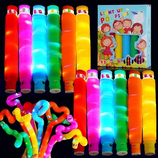 【เตรียมจัดส่ง】ของเล่นเด็ก จะเรืองแสง Diy Pop Tube กระดิ่ง ไฟ LED แบบยืดไสลด์เสริมการศึกษาเด็ก สุ่มสี