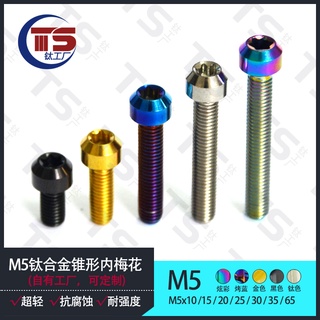 สกรูไทเทเนียมอัลลอยด์ หลากสี สําหรับแต่งรถจักรยานยนต์ Ts M5 TC4 M5X10 15 20 25