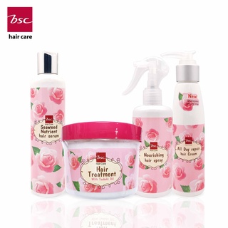 (ชุด 4 ชิ้น) BSC Hair Treatment + Serum บำรุงผม + Spray กันร้อน +All day ครีม Bsc hair care ชุดบำรุงเส้นผมครบวงจร 4 ชิ้น