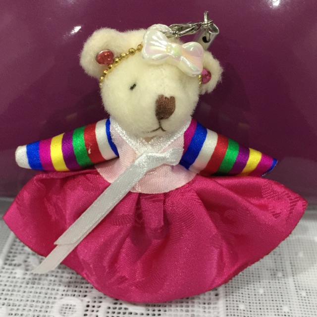 ตุ๊กตาหมีน้อยใส่ชุดฮันบกของฝากจากเกาหลี