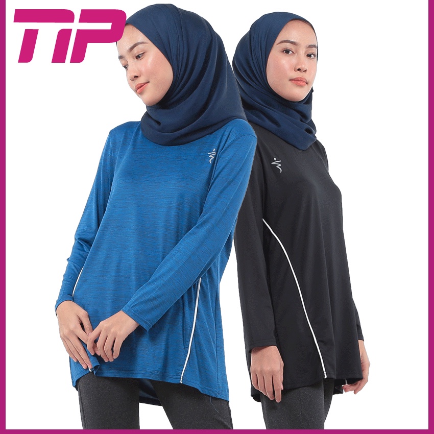 Baju Sukan Nyra Lengan Panjang ตัด Longgar Cepat Kering ผู้หญิงเสื้อกีฬาแขนยาวหลวมตัด