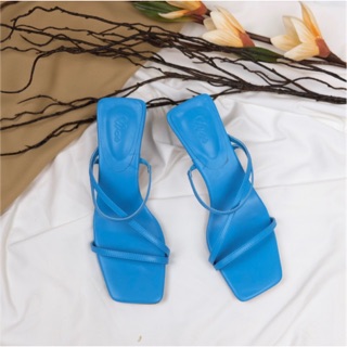 Woo Marilyn Strap Heel Sandal Faux Leather สีฟ้า Hawaiian Ocean