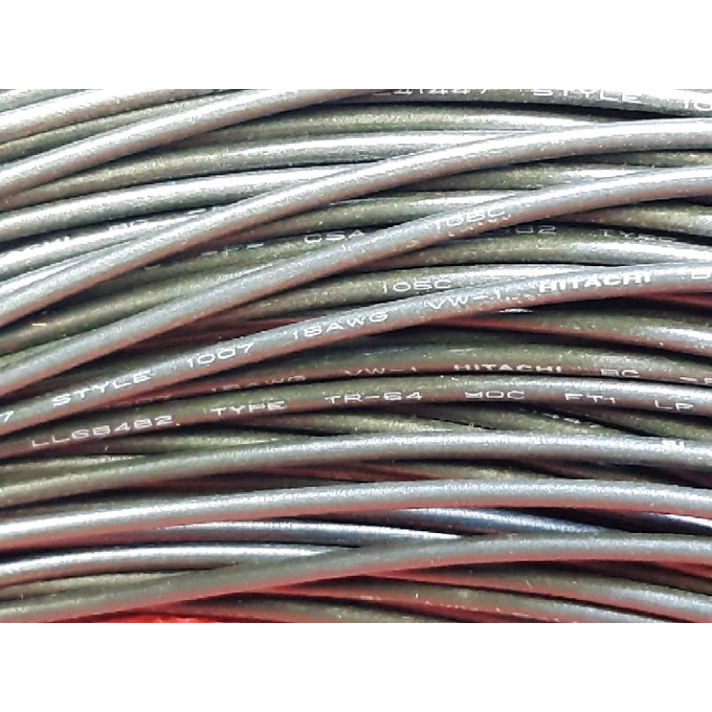 Hitachi Cable 1007 (ราคา 1เมตร) สายไฟ สีดำ สาย LF ทองแดง ชุบดีบุก เคลือบ ดีบุก 16AWG 18AWG สายเดินภายใน TR-64 สายอ่อน