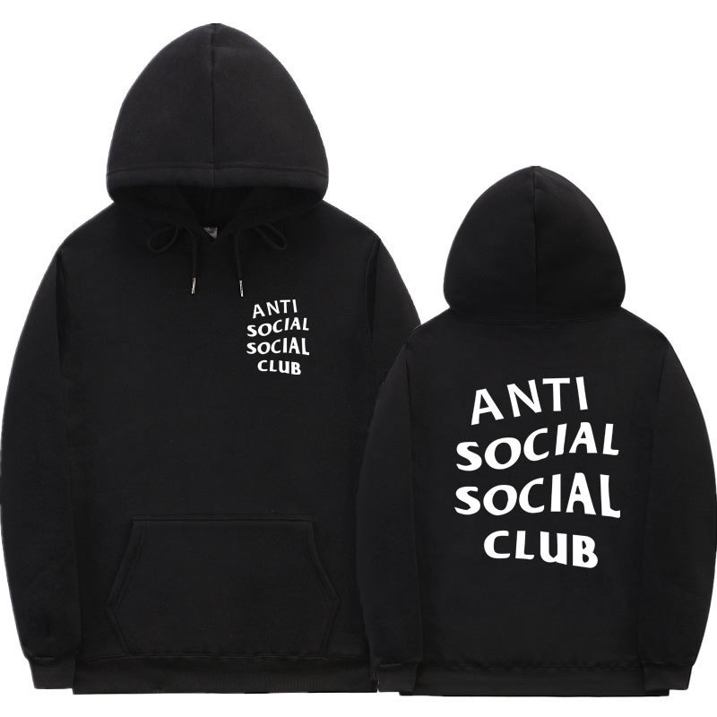 Jxlq เสื้อกันหนาว มีฮู้ด ผ้าฝ้ายแท้ ลายตัวอักษร Anti Social Club เข้ากับทุกการแต่งกาย ของขวัญวันเกิด