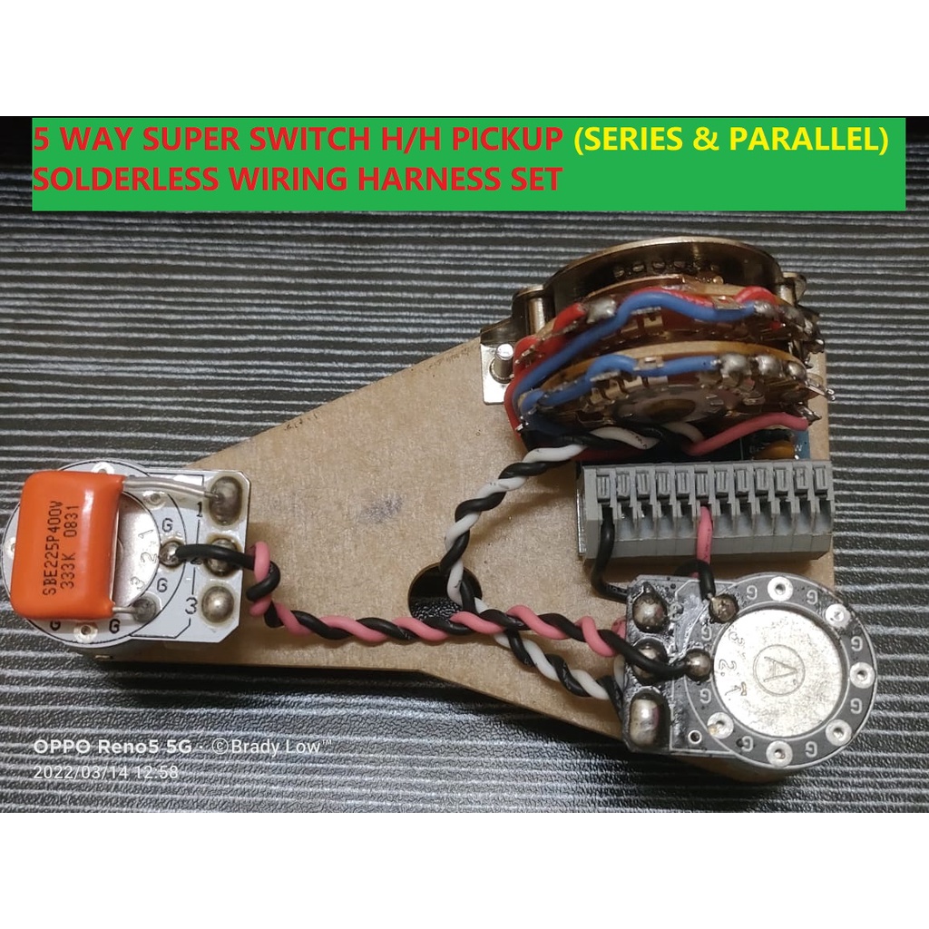 5 WAY SUPER SWITCH H/H PICKUP(SERIES & PARALLEL) SOLDERLESS WIRING HARNESS SET