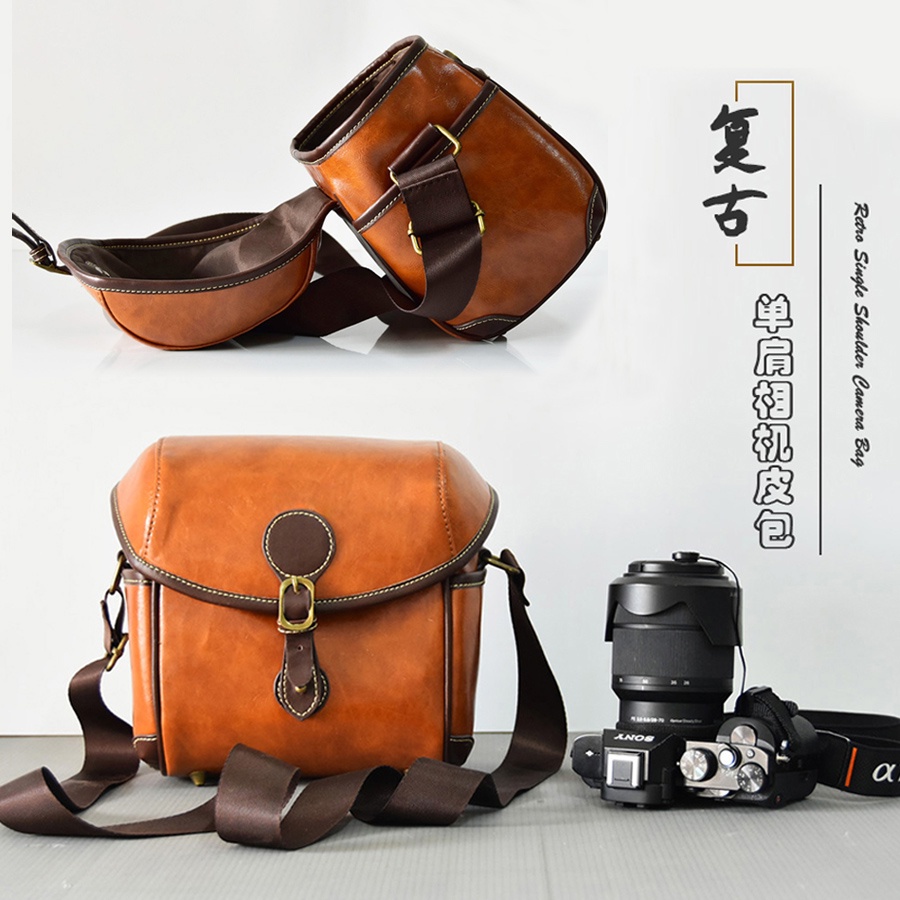 ☸۩portable PU Leather Camera Bag For Canon EOS R3 R5 R6 RP 200D 250D SL2 SL3 M100 M200 M50 M10 M6 M5 M3 SX60 SX70 waterp