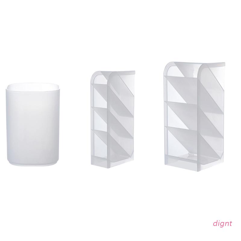 Digin Creative 4-grid Transparent Matte Pen Cup Oblique Put-in Desk Pen Display Holder