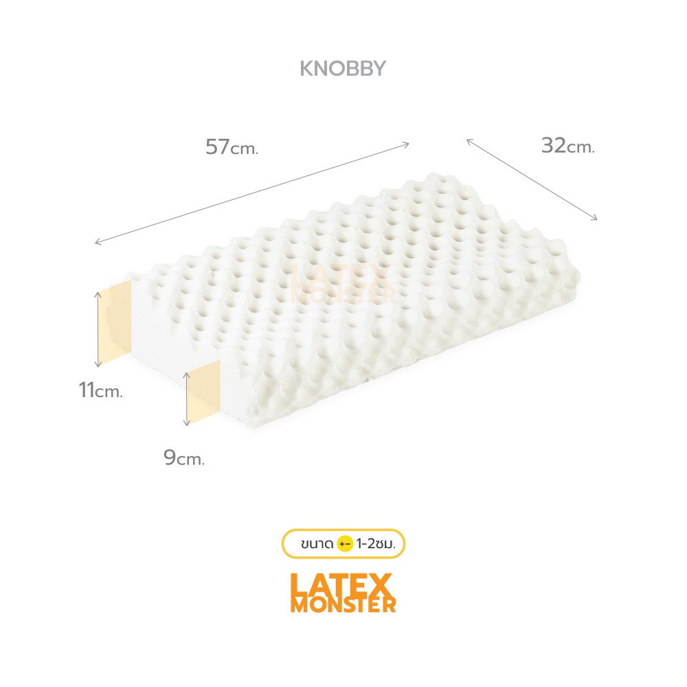 ((ซื้อ1 แถม1))หมอน หมอนยางพารา แท้  รุ่นKnobby,รุ่นHealthy Premium grade Latex Monster Pillow รูปที่ 7