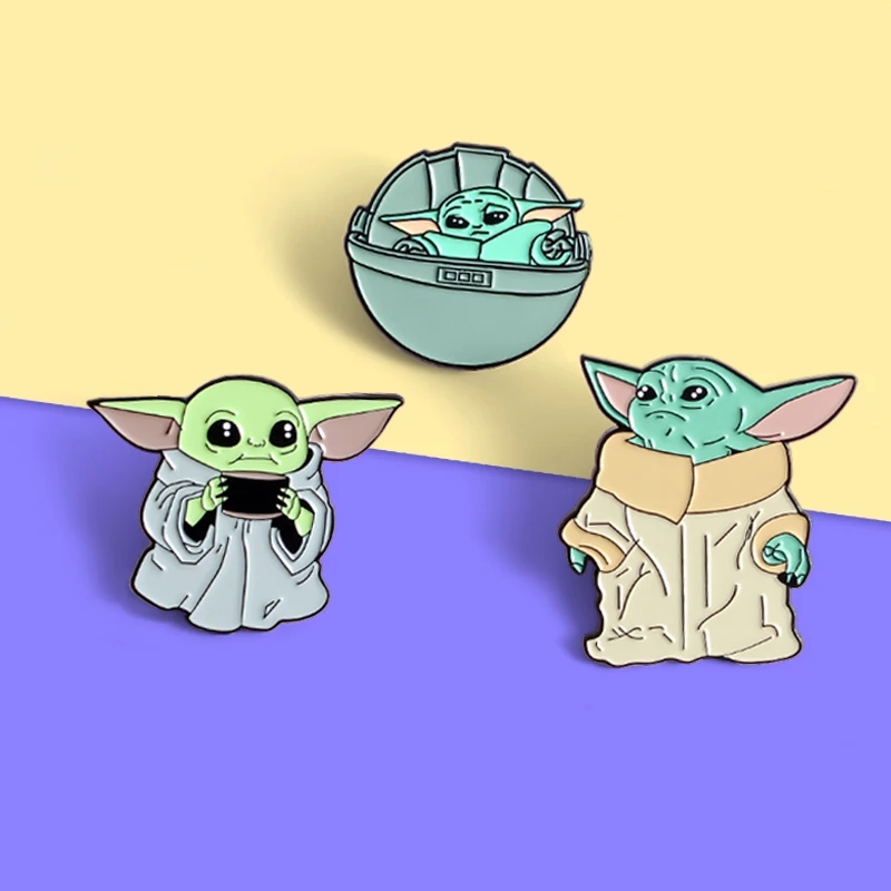 อะนิเมะ Star Wars Mandalorian เด็ก Yoda เข็มกลัดผู้หญิง broche Badge Pins โลหะเข็มกลัดสําหรับชาย Pines Metalicos เครื่องประดับ