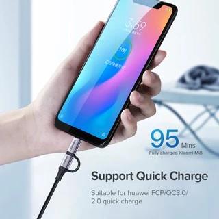 UGREEN สายเคเบิล สายชาร์จ Usb 2 in 1 Micro Usb 1M และ Type C 2.4A ชาร์จได้อย่างรวดเร็ว