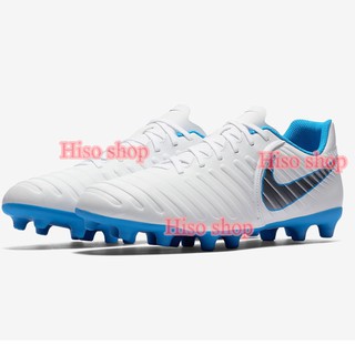 รองเท้าสตั๊ด NIKE Tiempo LegendX 7 Club fg ของแท้ สีขาวตัดฟ้า ไซส์ 38.5, 39 แบรนด์แท้shop 100% พร้อมกล่อง ป้ายครบ