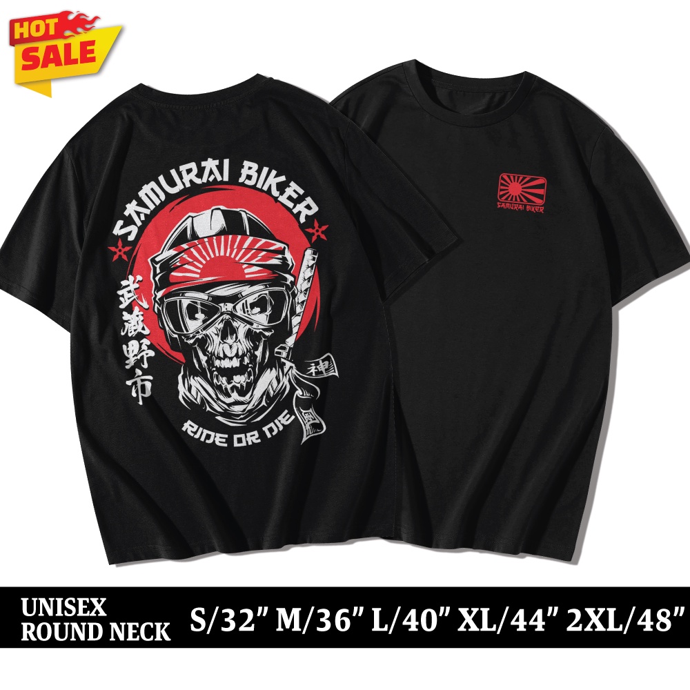 LOWRIDER เสื้อยืดคอตต้อนแท้ ไม่หด ไม่ย้วย ลายสกรีนซามูไร ไบค์เกอร์ SAMURAI BIKER(แขนสั้น)