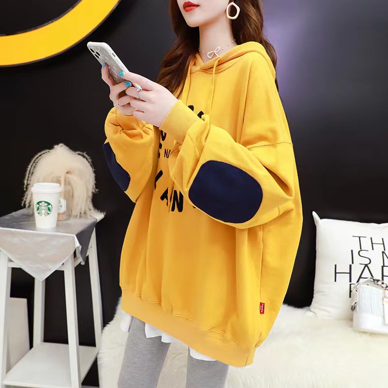 เสื้อแขนยาวมีฮู๊ด Oversize {อก 52 นิ้ว} งานลายปักด้านหน้า มีกระเป๋าหน้า ผ้าคอตตอล B52