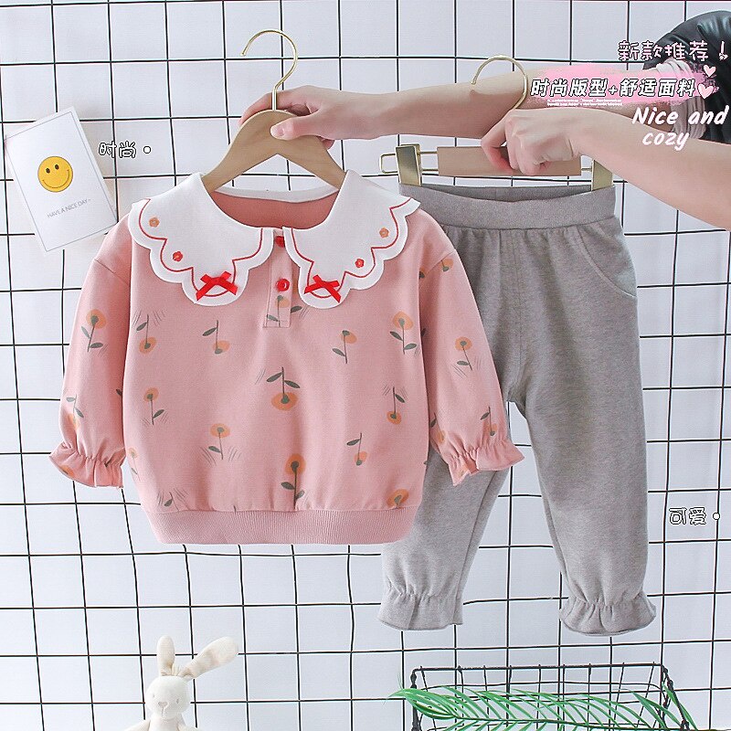 ชุดเสื้อยืด ประดับโบว์น่ารัก และกางเกง สําหรับเด็กวัยหัดเดิน 2 ชิ้น